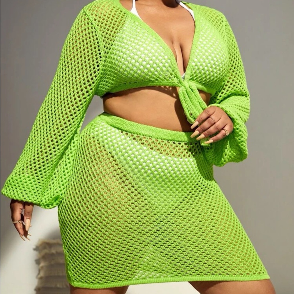 Plus Knit Top and Skirt Cover Up